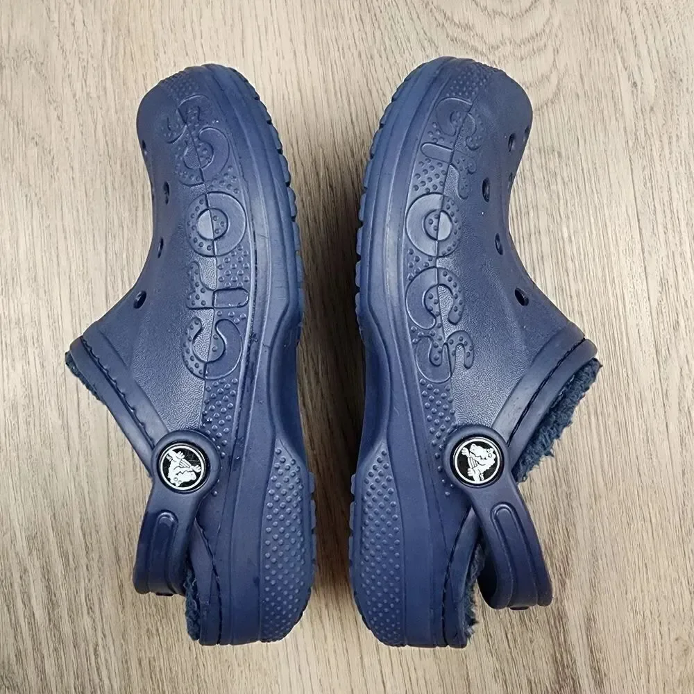 CROCS Lined Slip On Clog Shoes size J 1